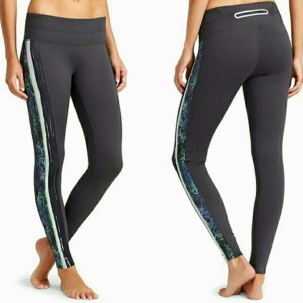 ATHLETA Leggings Swipe Sonar Side Stripe Gray Blue XS
